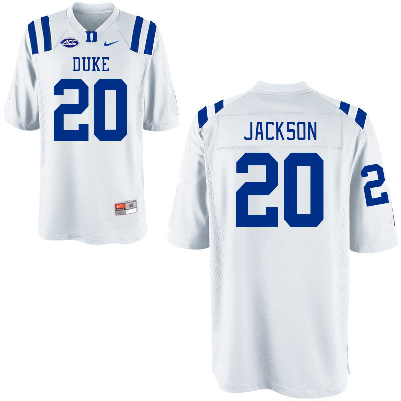 Men #20 Zach Jackson Duke Blue Devils College Football Jerseys Stitched-White